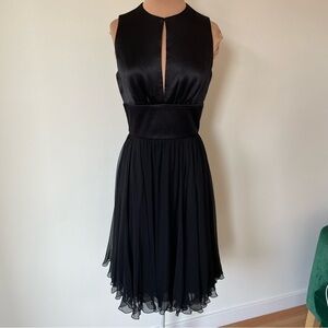 Frank Agostino m Silk Black Sleeveless Front Cut Out Fit Flare Cocktail Dress 4